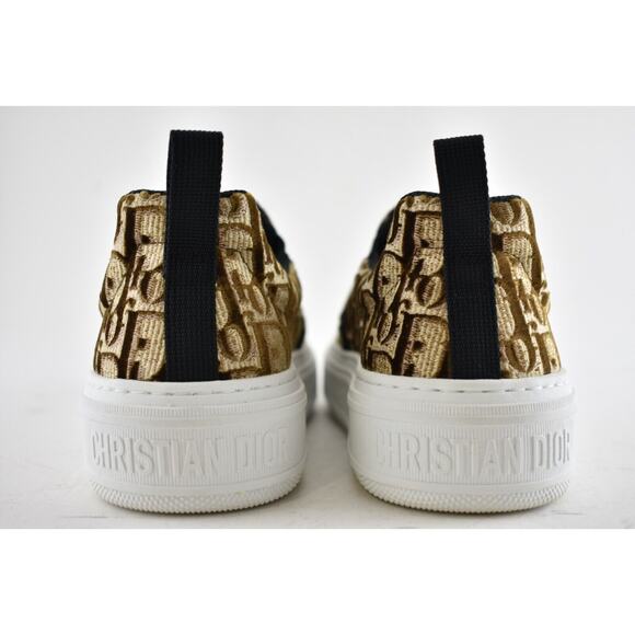 Dior Solar Bronze Velvet Oblique Logo White Flat Skate Slip On Low Sneaker 36 - Picture 10 of 11